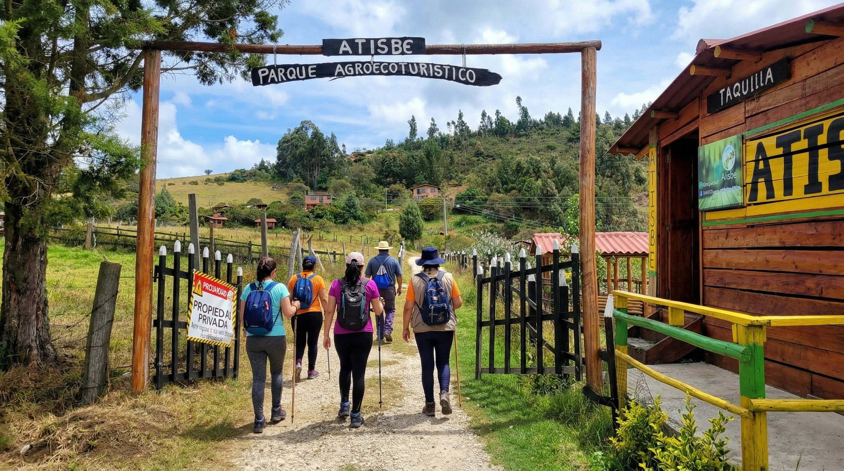 Grupo de turistas entrando al Parque Artisbe Paipa